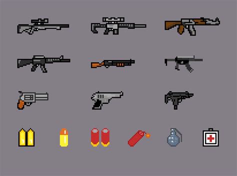 2D Pixel Art Guns and Weapons Free Asset Pack by Trident19