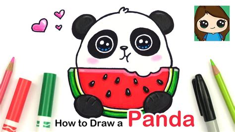 How to Draw a Panda Eating Watermelon Easy | Summer Art Series #6