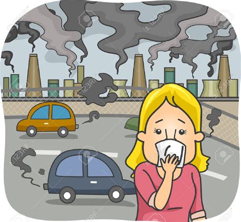 Illustration Featuring A Woman In A Polluted City Covering Her ...