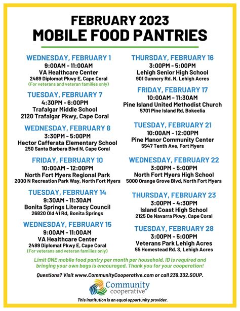 Community Cooperative Announces February Mobile Food Pantry Schedule ...