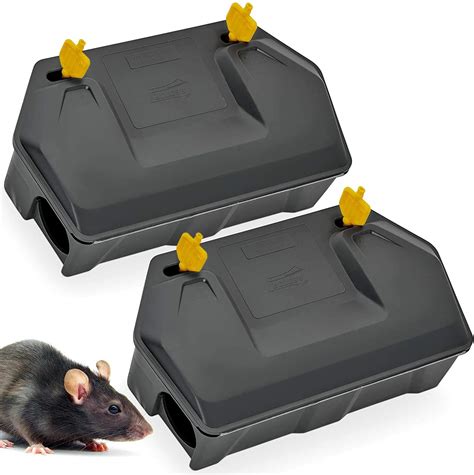 Rat Bait Station 2 Pack - Rodent Bait Station with Key Eliminates Rats ...