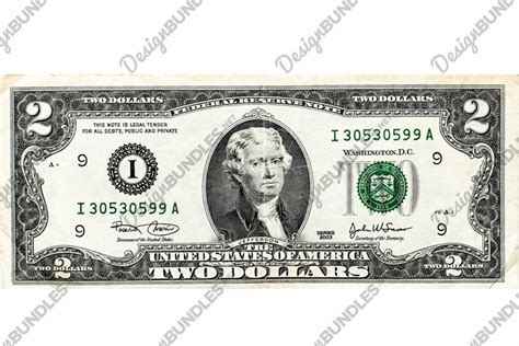 old 2 dollar bill, portrait of the president of the USA