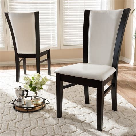 Baxton Studio Contemporary White Faux Leather Dining Chair Set by ...