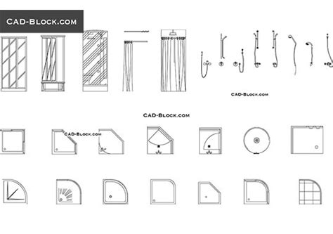 Bathroom showers AutoCAD blocks for free download