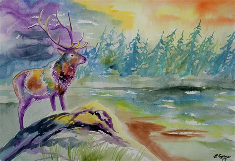 Watercolor - Elk in the Rockies Painting by Cascade Colors - Fine Art ...