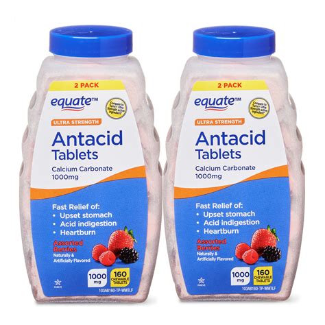 Equate Ultra Strength Antacid Tablets, Assorted Berries, Twin Pack, 160 ...