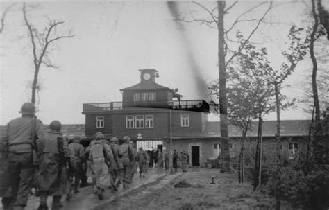 American soldiers march into Buchenwald upon liberation of the camp ...