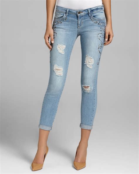 Guess Jeans Kate Embellished Skinny in Rosebank in Gray - Lyst