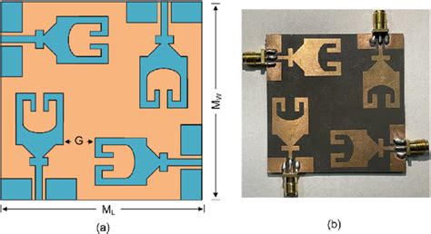 4-Port MIMO antenna design structure along with fabricated model ...