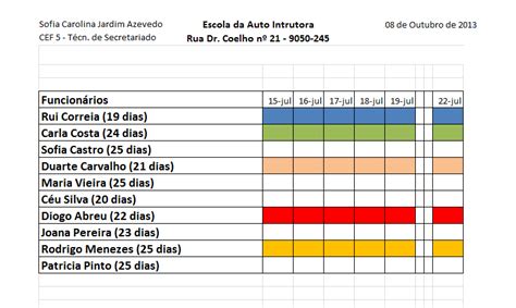 Mapa De Férias Excel | Mapa