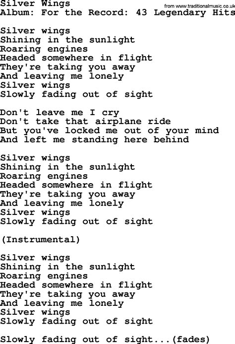 Silver Wings by Merle Haggard - lyrics