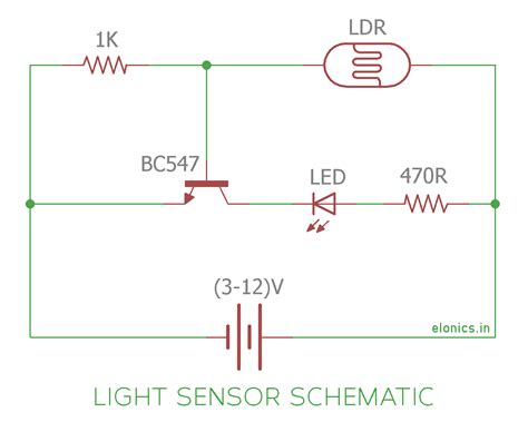 Light Sensor and Darkness detector circuit using LDR and Transistor