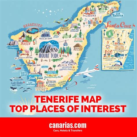 Tenerife Map: Top places of interest | Tenerife, Trip planning, Holiday ...