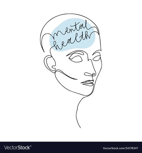 Mental health for women line drawing Royalty Free Vector