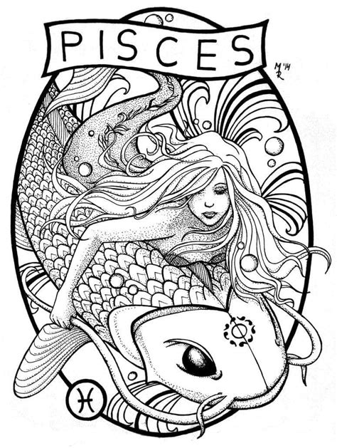 Zodiac Pisces coloring page - Download, Print or Color Online for Free