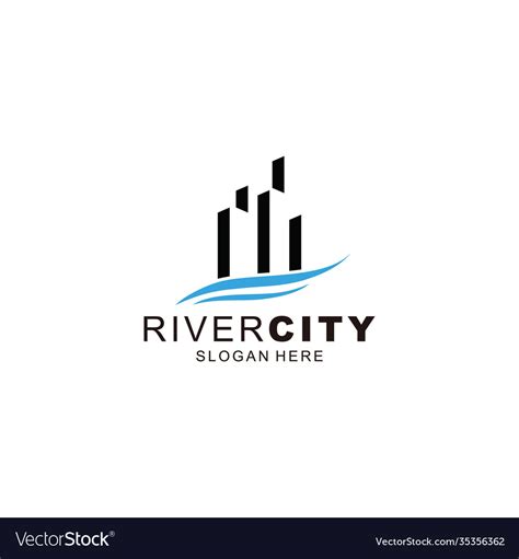 River city town logo design Royalty Free Vector Image