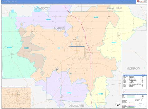 Marion County, OH Wall Map Color Cast Style by MarketMAPS - MapSales.com