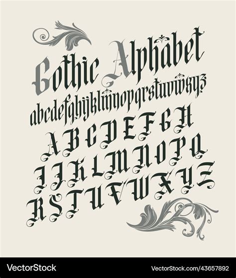 Gothic font full set of capital letters Royalty Free Vector