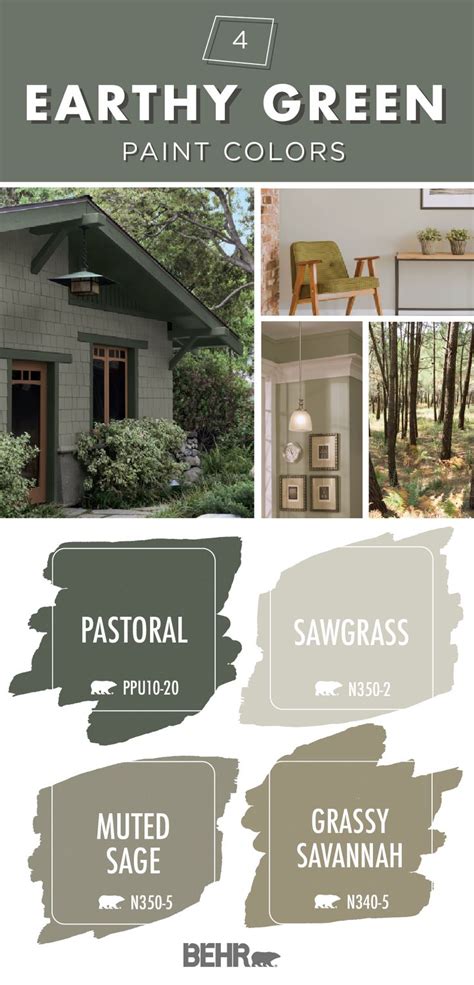 Earthy Greens Color Palette | Colorfully BEHR | Exterior paint colors ...