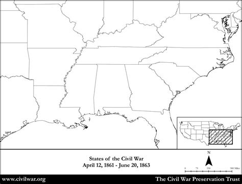 Blank Map: Civil War States 1861-1863 | American Battlefield Trust