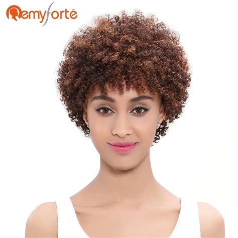 Remy Forte Short Curly Weave Human Hair Wigs For Black Women Brazilian ...