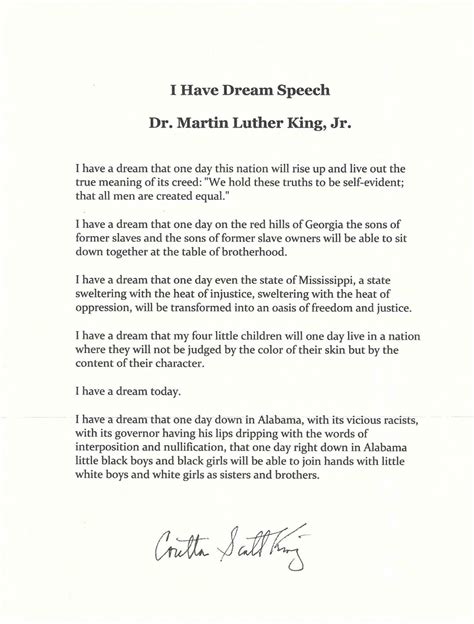 Signed typescript of Dr Martin Luther King's "I have a dream speech ...