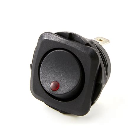 Round Rocker Switch with Red LED - 16 amp - 58-0015 - WARR Performance LLC