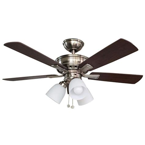 Hampton Bay Vaurgas 44 in. LED Indoor Brushed Nickel Ceiling Fan with ...