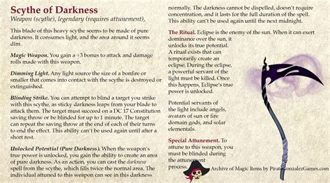 Scythe of Darkness | Dnd dragons, Dungeons and dragons rules, Dungeons ...