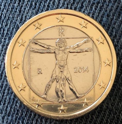 Coin 1 euro Italy 2014 - Italia - (Leonardo Da Vinci - Vitruvio man ...