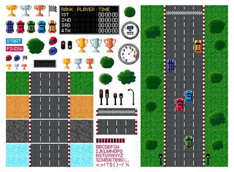 Pixel race, arcade game top view, 8 bit car racing 21519827 Vector Art ...