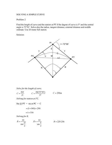 147481333 Simple Curve Route Surveying - SOLVING A SIMPLE CURVE Problem ...