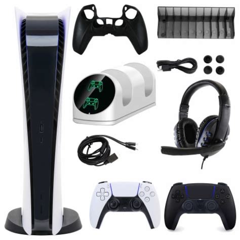 PS5 Digital Console with Extra Black Dualsense Controller & Accessories ...