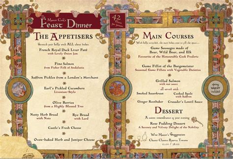 Medieval Feast Menu