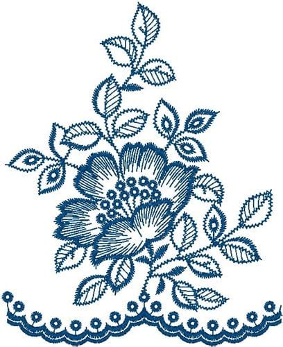 Free Blue Flower Decoration Embroidery Design | AnnTheGran