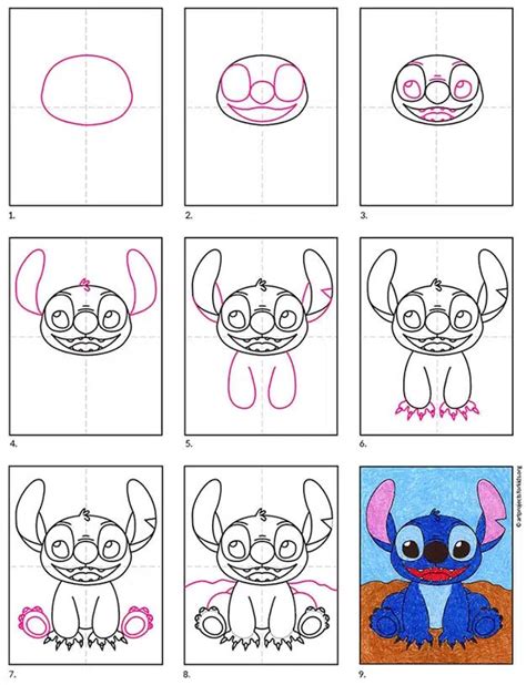 Easy How to Draw Stitch Tutorial and Stitch Coloring Page