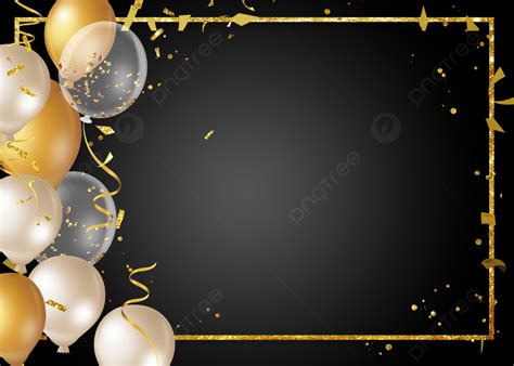 Birthday Celebration Black Gold Background Balloons Border, Black Gold ...