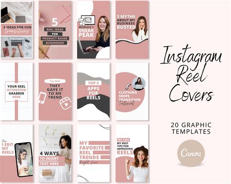 Reels Covers Templates | Instagram Reels Thumbnails Editable in Canva ...