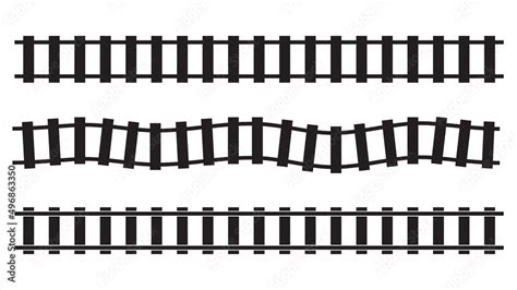 Railroad, Train track, Railway contour, silhouette vector. Tramway ...