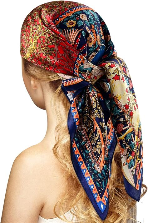 5PCS Satin Head Scarves for Women Square Silk Like Hair Scarves Silk ...