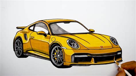 How to draw a car - Porsche 911 Turbo S - Coloring #2 - YouTube