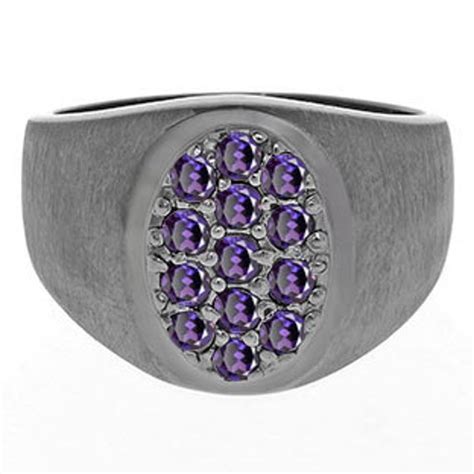 Men's Alexandrite Gemstone Ring In Black Rhodium White