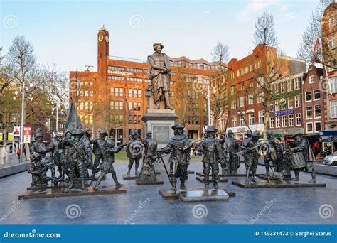 Rembrandtplein With A Bronze-cast Representation The Night Watch, By ...