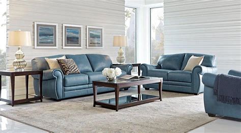 Martello Blue Leather 3 Pc Living Room from Furniture # ...