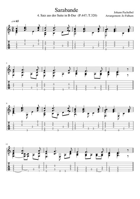 Sarabande Sheet Music | Johann Pachelbel | Guitar Tab