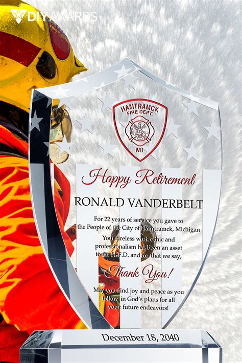 Shield Firefighter Retirement Gift Plaque | Firefighter retirement ...