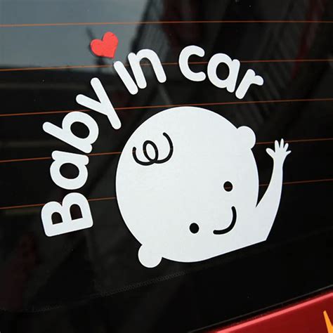 Baby In Car Sticker Waving Baby on Board Safety Sign Funny Vinyl Decal ...