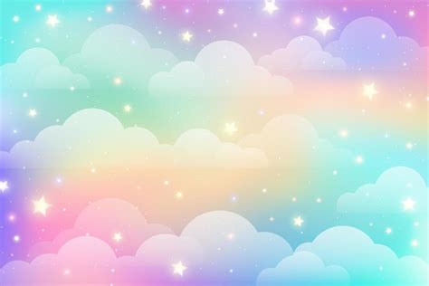 fondo de unicornio arco iris con nubes y estrellas. cielo de color ...