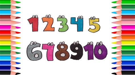 Learn numbers and learn colors How To Draw Numbers 1 To 10 And Coloring ...