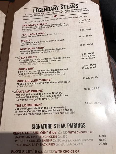 Online Menu of LongHorn Steakhouse Restaurant, Branson, Missouri, 65616 ...